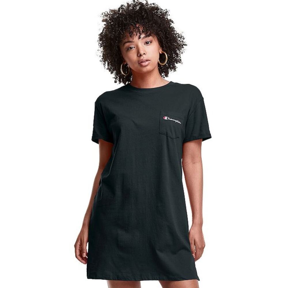 Champion Women's Crewneck T-Shirt Dress Short Sleeve Black Size XS NWT